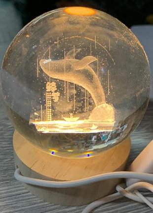 Світильник нічник-куль 3d великий 8 см тепле світло (30) топ продажів!