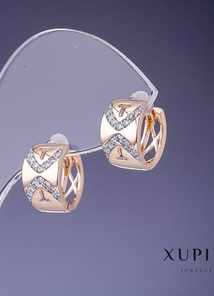 Серьги xuping 8х13мм "позолота 18к " новинка