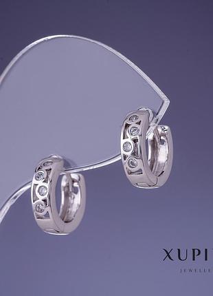 Серьги xuping 4х12мм родий новинка