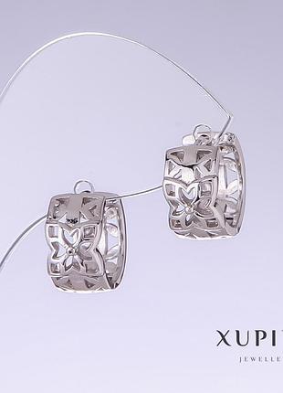 Серьги xuping l-15мм s-8мм родий новинка