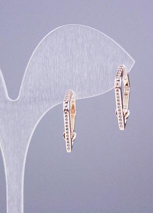 Серьги xuping позолота 18к с белыми кристаллами 19х15мм+- новинка