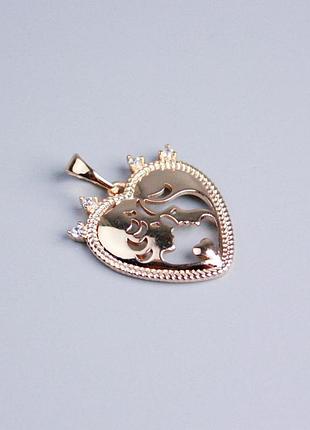Кулон xuping позолота 18к сердце с белыми стразами d-18х19мм+- новинка