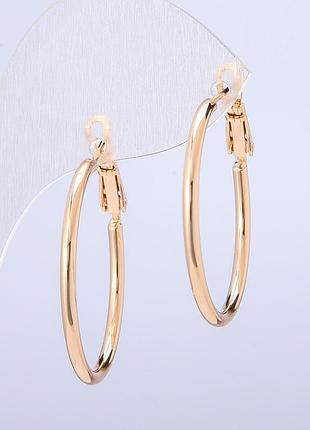 Серьги xuping кольца позолота 18к s-2мм + - d-40мм + - новинка