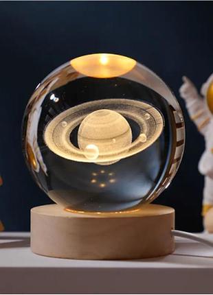 Декоративний 3d нічник шар 6 см «сатурн» теплий led(1)(60) топ продажів!