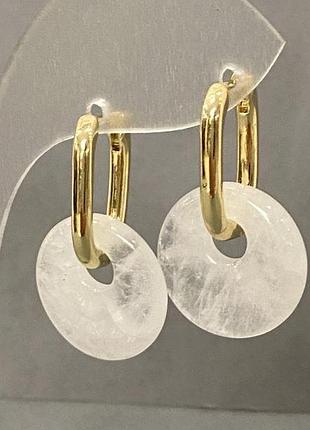 Серьги горный хрусталь d-15мм+- l-27мм+- новинка