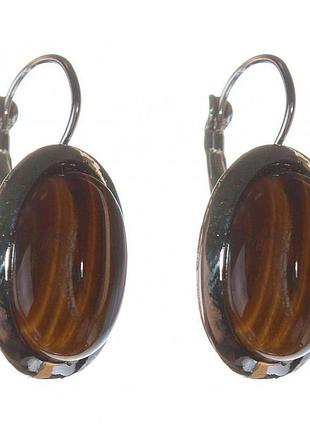 Женские серьги с камнем из тигрового глаза хит лета!