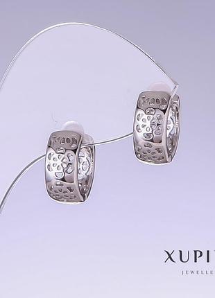 Серьги xuping l-14мм s-6мм родий новинка