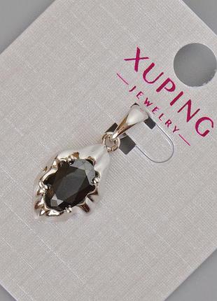 Кулон xuping с черным кристаллом d-24х11мм+- родий новинка