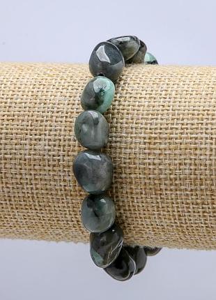 Браслет на резинке натуральный камень моховой агат галтовка d-12х10мм обхват 18см +- новинка