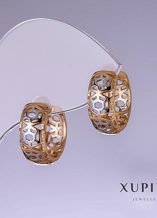 Серьги xuping 11х7мм родий, позолота 18к новинка