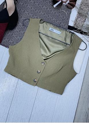 Літній жилет zara s короткий жилет лляний костюмний жилет на ґудзиках зара