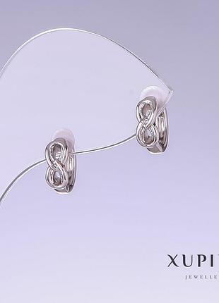 Серьги xuping l-12мм s-4мм родий новинка