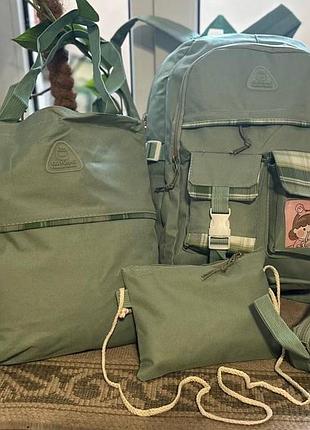 Набор 4 в 1 школьный рюкзак (черный клетка), сумка, клатч, пенал mfg-2-614mint{н+р+7+1}(50) топ продаж!