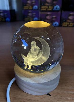 Декоративний 3d нічник шар 6 см «мальчик на місяці» теплий led(1)(60) топ продажів!