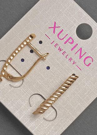 Серьги xuping d-3мм+- l-24мм+- позолота 18к новинка