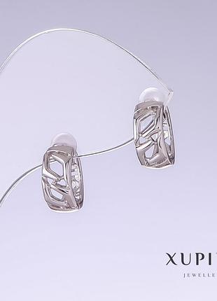 Серьги xuping l-12мм s-5мм родий новинка