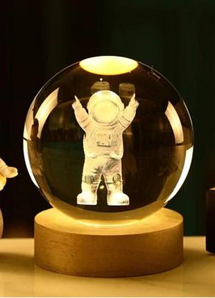 Декоративний 3d-нічник шар 8 см «астронавт» теплий led(1)(30) топ продажів!