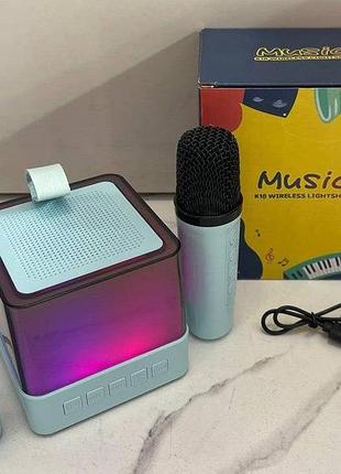 Колонка портативная с 2 караоке микрофонами bluetooth led к18{7}(30) топ продаж!