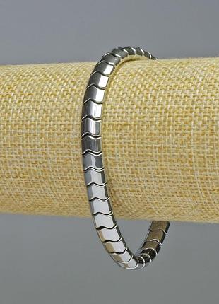 Браслет гематит змейка зигзаг волна цвет серебро d-7х5х5мм+- l-18см+- стрейч новинка