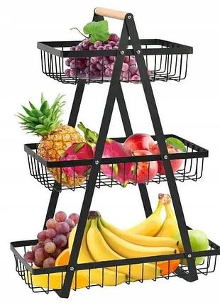Настільний триярусний кошик — металевий фруктовник triple fruit basketquenulter (20) топ продажів!
