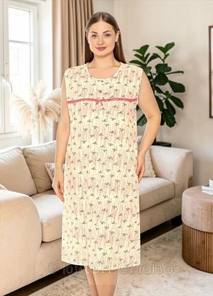 Женская ночная сорочка из 100% хлопка. 2xl