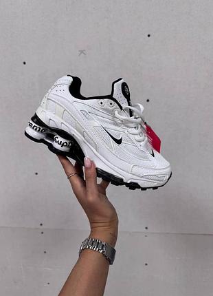 Белые кроссовки унисекс nike shox ride 2 sp supreme white black х шокс 38