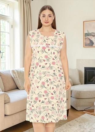 Женская ночная сорочка из 100% хлопка. 2xl