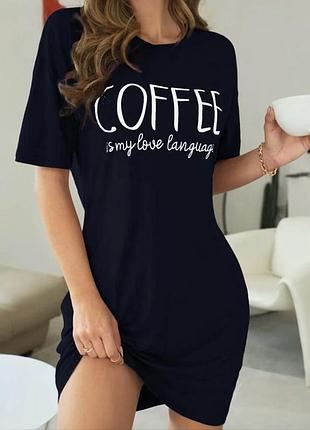Нічна сорочка-туніка з бамбука чорний, 3xl