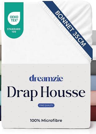 Простирадло dreamzie на резинці 200x200 см, мікрофібра, біле