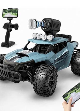 Машинка на радиоуправлении deerc de36w 1:16 с камерой 1080p wi-fi fpv, внедорожник rc 2.4 ghz, синяя