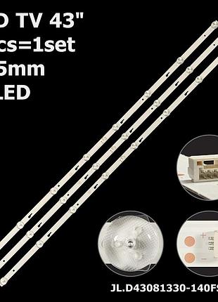 Led підсвітка tv 43" inch 755mm 8-led jl.d43081330-140fs-m tcl: l43e9600 daewoo: l43s645vte lc430duy-sh-a1 3шт