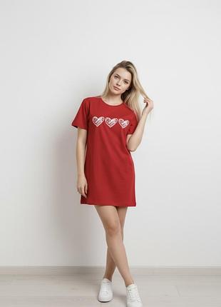 Ночная рубашка, туника 2xl–4xl | комфортное домашнее платье с сердцами 2xl