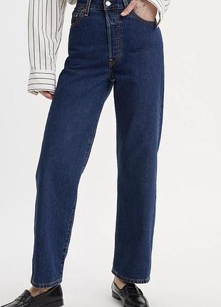 Сині прямі джинси levi's premium ribcage straight ankle висока посадка талія джинси levi's