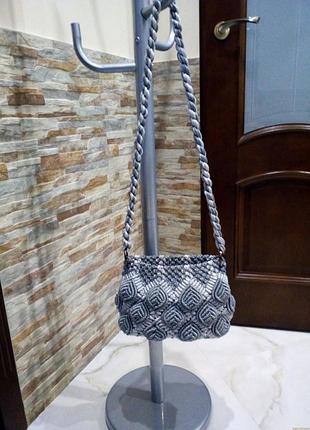 Сумка женская макраме с длинной ручкой. 3