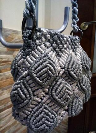 Сумка женская макраме с длинной ручкой. 7