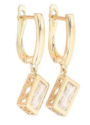 Серьги английская застежка позолота 18k «кришталловые подвески» на одну сторону 287340 тм xuping