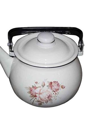 Чайник емальований 2,5л /2 rose amazing flowers (milk) (i2710/2) тм idilia