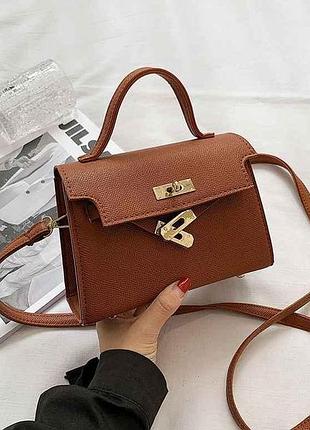 Сумка жіноча екошкіра 13*19*7см коричневий vony арт.a7904-1 тм китай