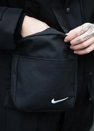 Сумка черная спорт через плечо nike, борсетка мужская найк 2