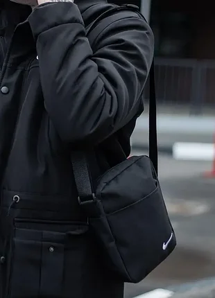 Сумка черная спорт через плечо nike, борсетка мужская найк 5