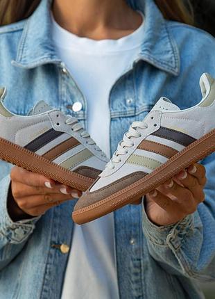 Белые мужские кроссовки adidas samba society cycling white x самба 43