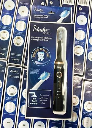 Щетка зубная электрическая shuke sk-601 3 сменные щетки белая