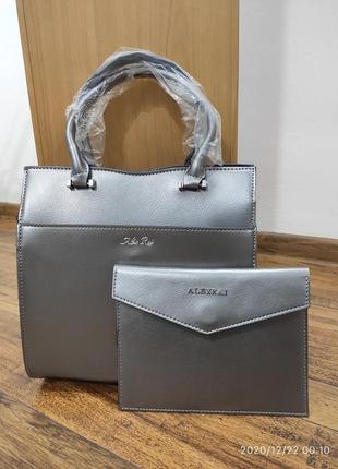 Стильна жіноча сумочка з клатчем натуральна шкіра від alex rai