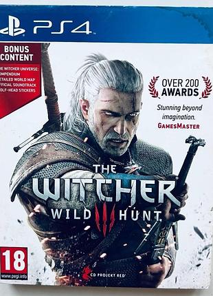 The witcher 3 wild hunt + картонный футляр, б/у, русская версия - диск для playstation 4