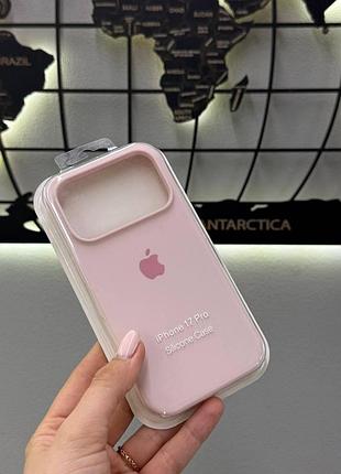 Silicone case чохол з мікрофіброю для iphone 17 pro,чохол-бампер для айфон 17 про (рожевий)