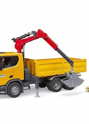 Автомодель bruder самосвал scania super 560r с краном-манипулятором и аксессуарами 1:16 (03551)