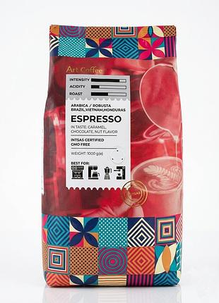 Кофе в зернах art coffee espresso 1 кг (шоколад, карамель, орех)