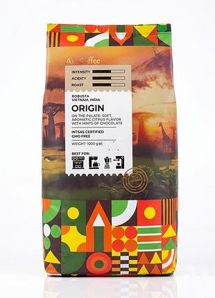Кофе в зернах art coffee origin, 1 кг - бодрость с нотами цитруса и шоколада
