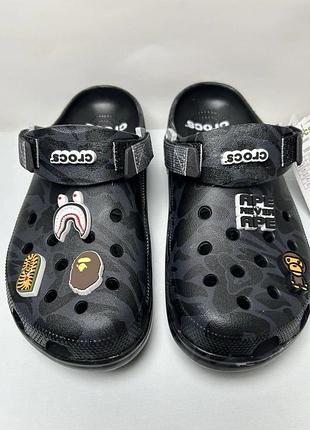 Чорні crocs bape/крокси унісекс/крокси бейп
