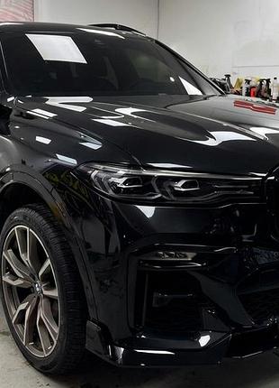 Накладка на передній бампер paradigm black knight v2 (2018-2022, m-sport) для bmw x7 g07 2019- рр